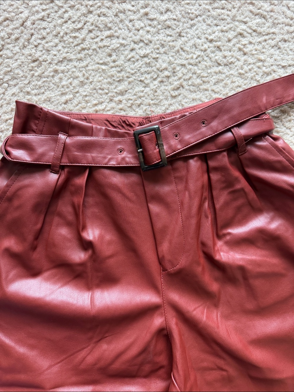High-Waist Faux Leather Pants in Rust - Picture 2 of 4